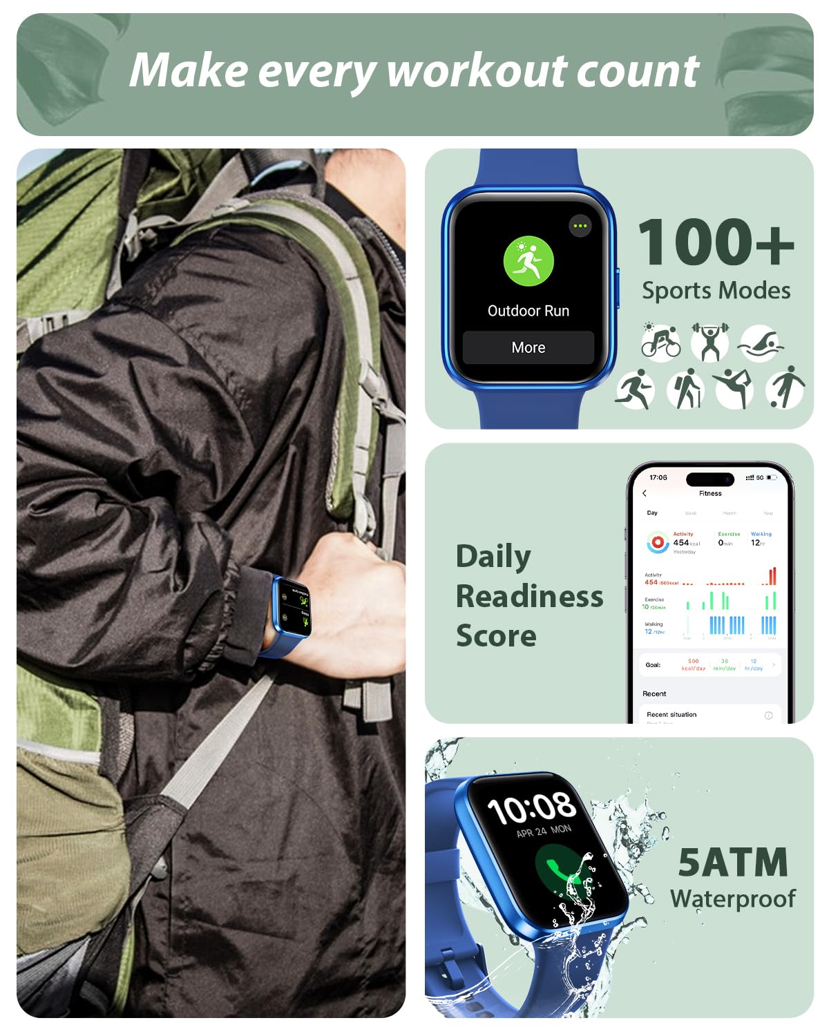 Smart Watch for Women Android & iPhone, Alexa Built-in, 1.8" Touch Screen Fitness Tracker
