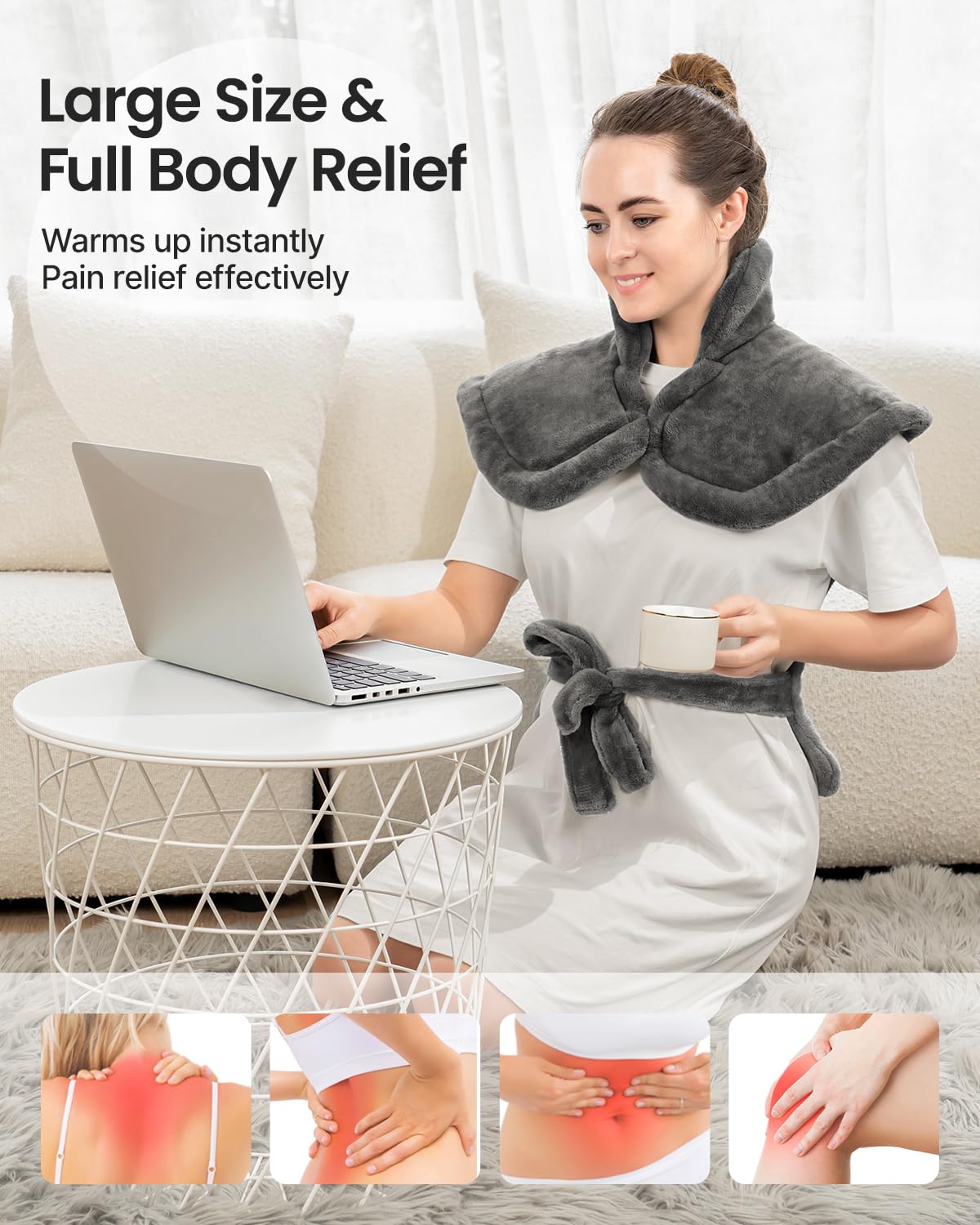 Back Heating Pad for Pain Relief, Mothers Day Gifts for Mom, Birthday Gifts for Her Him Dad