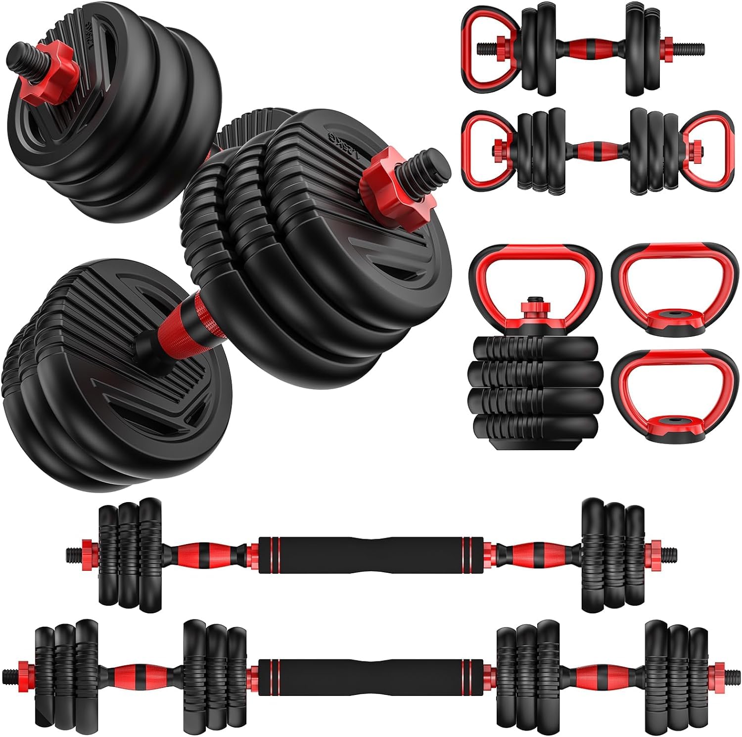 Adjustable Dumbbell,10/20/35/45/70/90/110lbs Free Weight Set with Connector,4 in1 Dumbbell