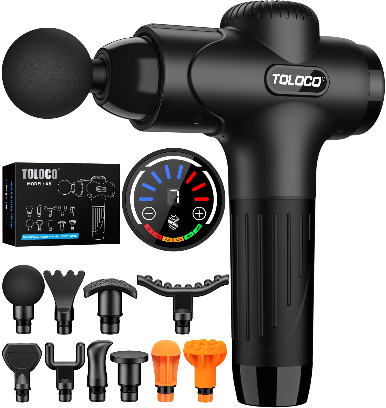 Massage Gun Deep Tissue, Percussion Massage Gun with 10 Replacement Heads
