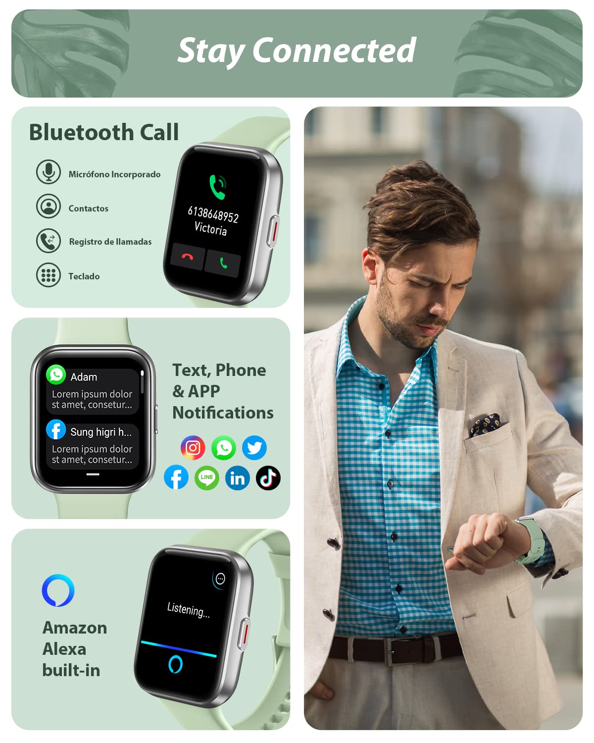 Smart Watch for Women Android & iPhone, Alexa Built-in, 1.8" Touch Screen Fitness Tracker