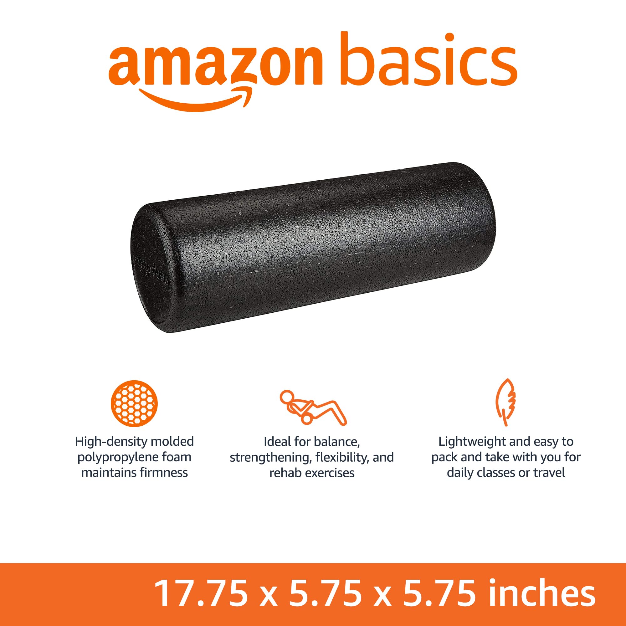 High Density Foam Roller for Exercise and Recovery, 24 Inches, Black