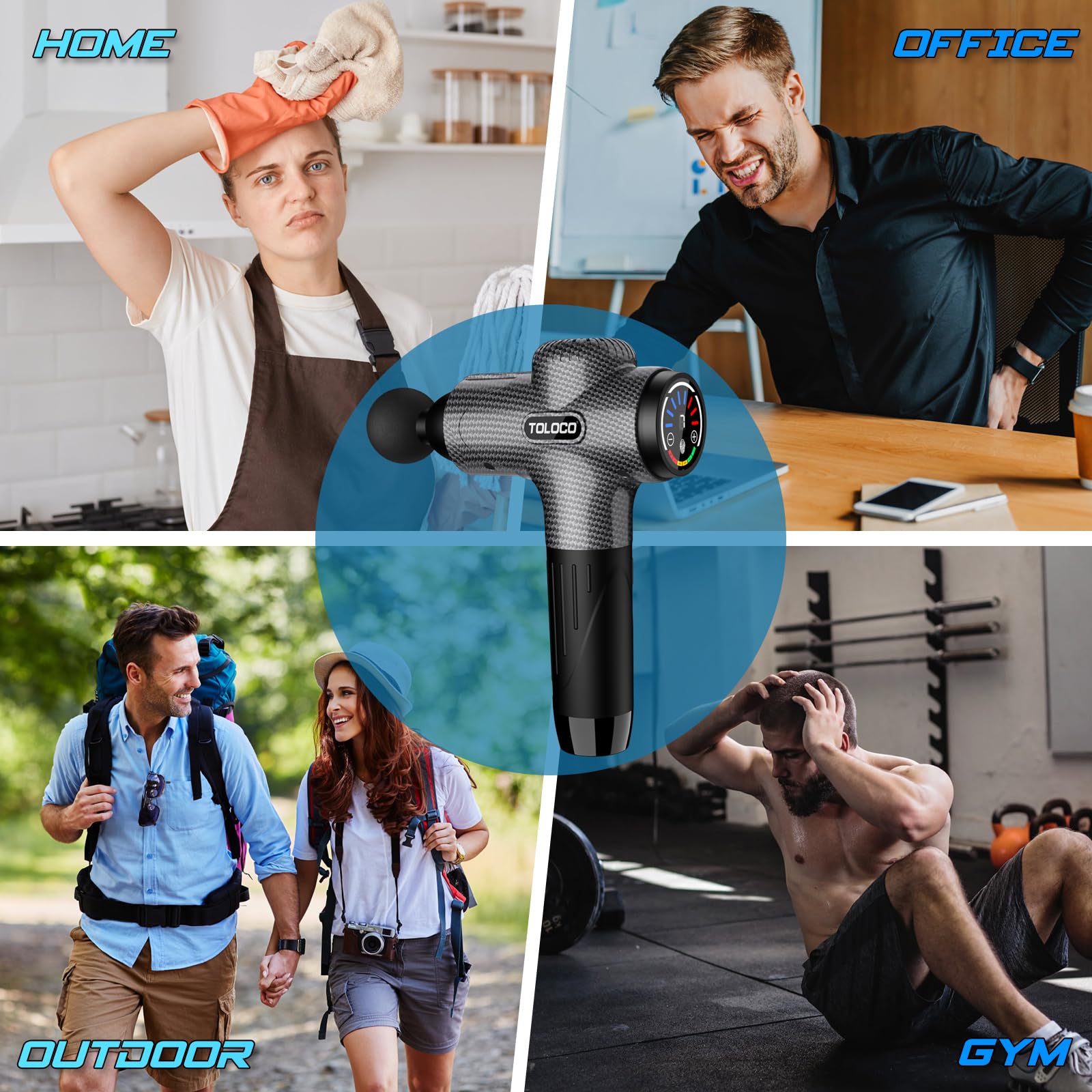 Massage Gun Deep Tissue, Percussion Massage Gun with 10 Replacement Heads