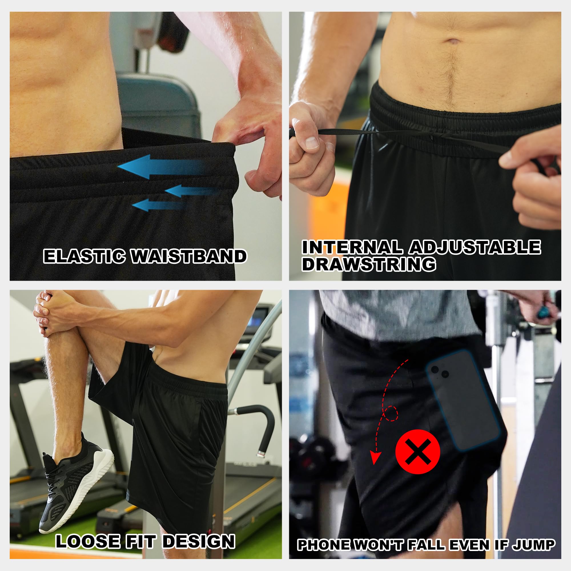 Workout Shorts for Men Plus Size Athletic Shorts for Men Moisture Wicking Mens Gym