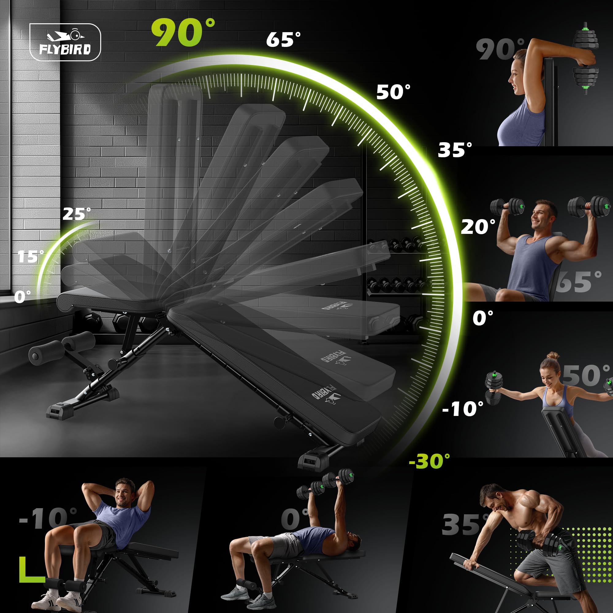 Weight Bench, Adjustable Strength Training Bench for Full Body Workout
