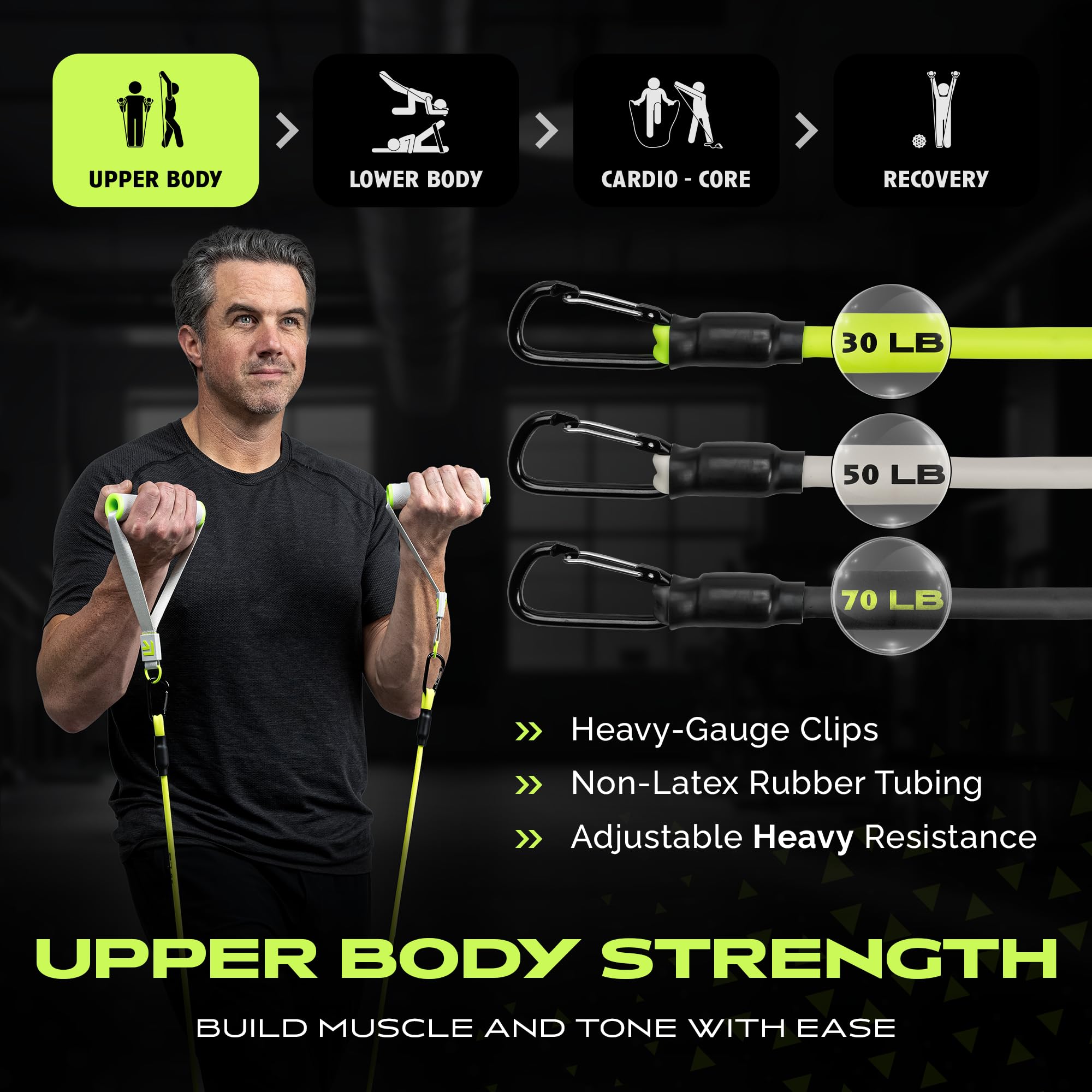 Ex Kit Home Gym Equipment with Carry Bag - 10Pcs Resistance Bands Kit with Handles