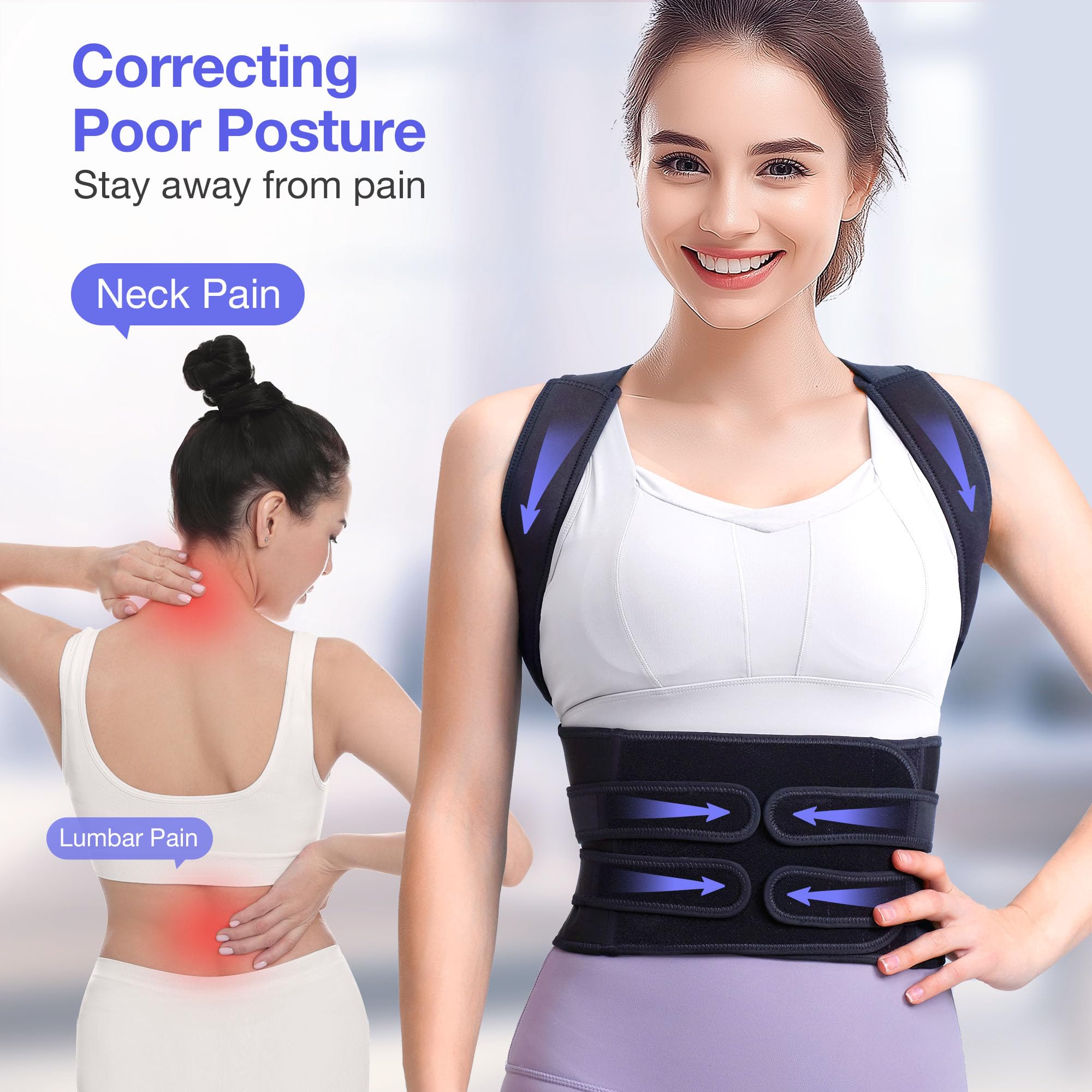 Posture Corrector for Women and Men, Upgraded Full Back Brace Support