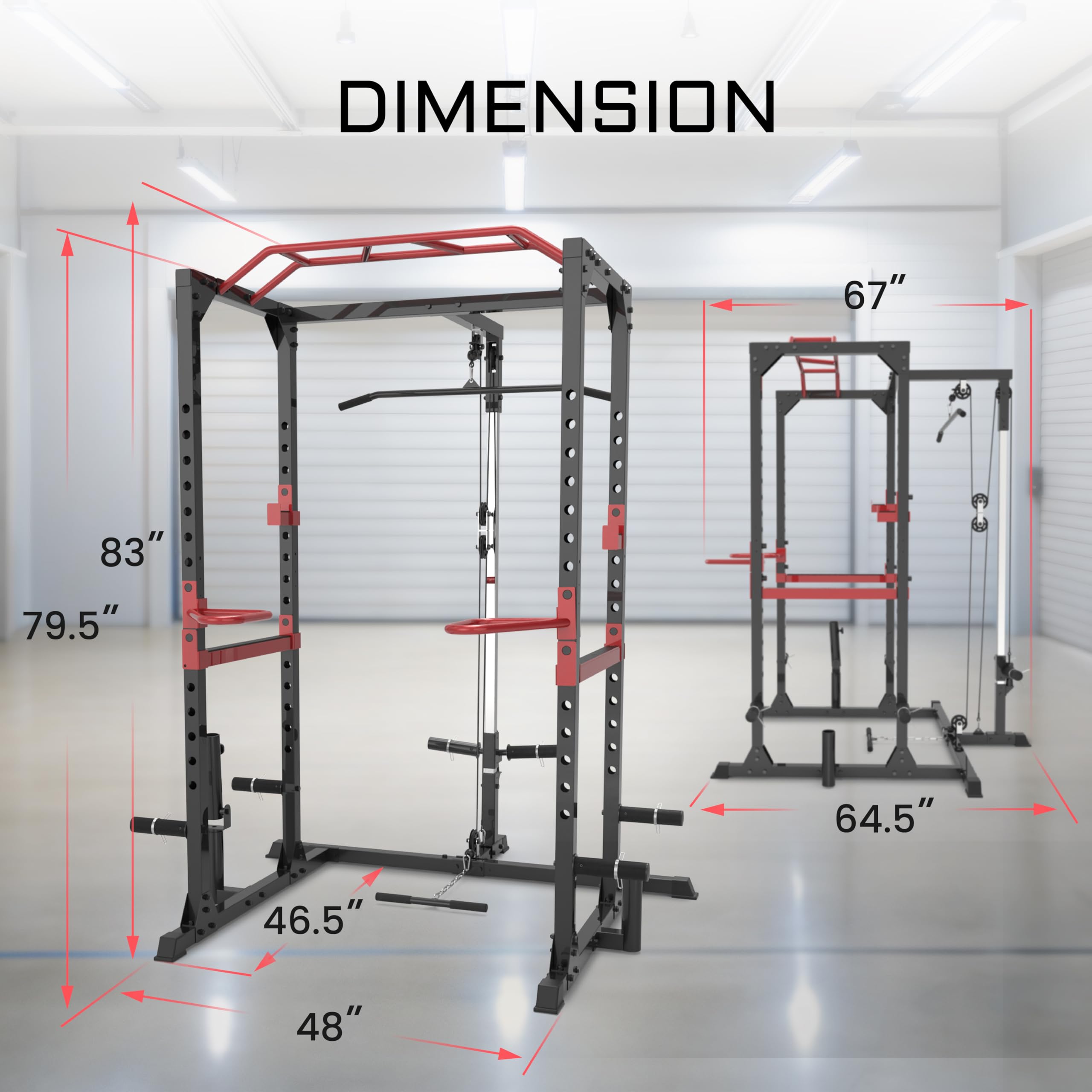 Squat Rack Power Cage with Optional Lat Pulldown & Cable Crossover and Bench Combos