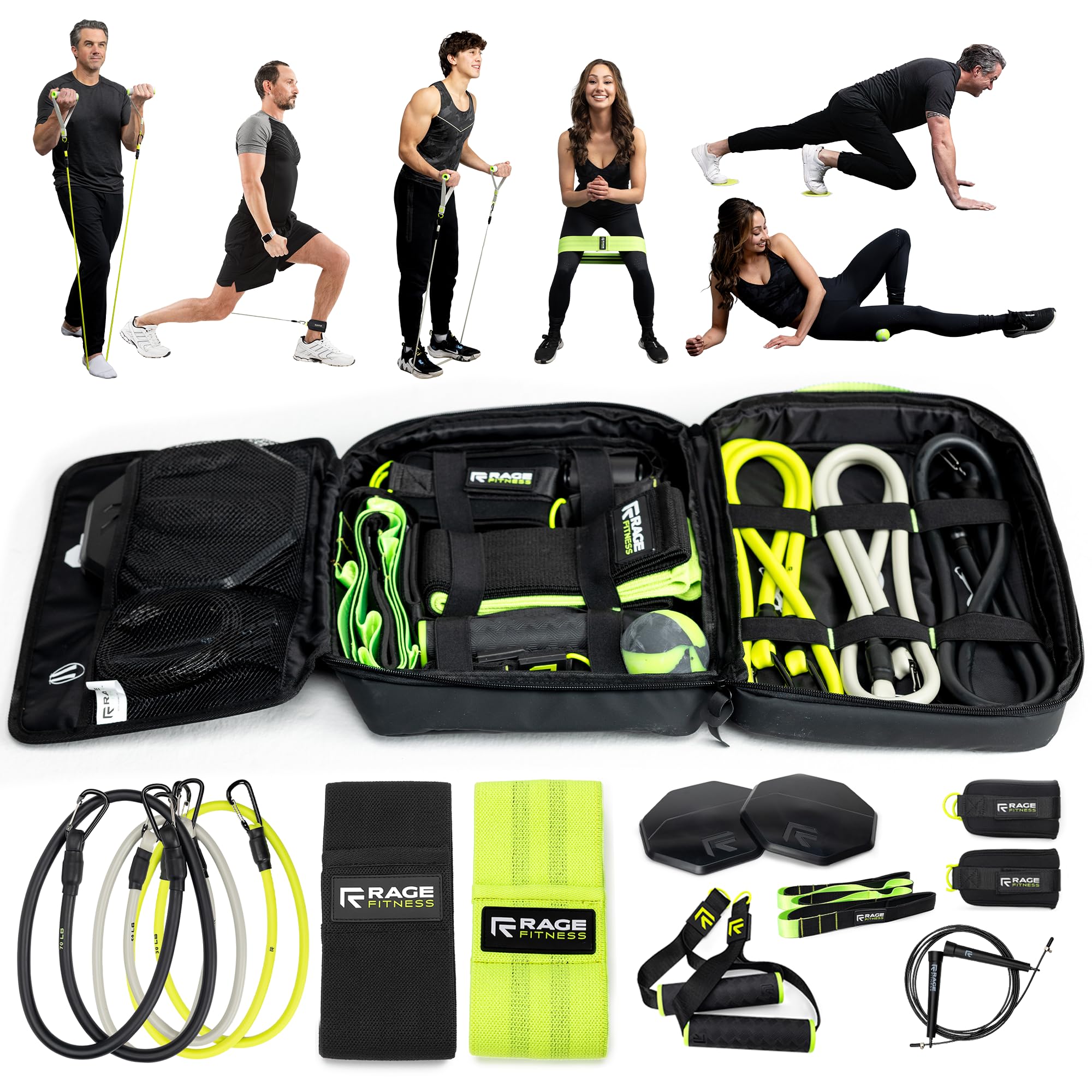 Ex Kit Home Gym Equipment with Carry Bag - 10Pcs Resistance Bands Kit with Handles