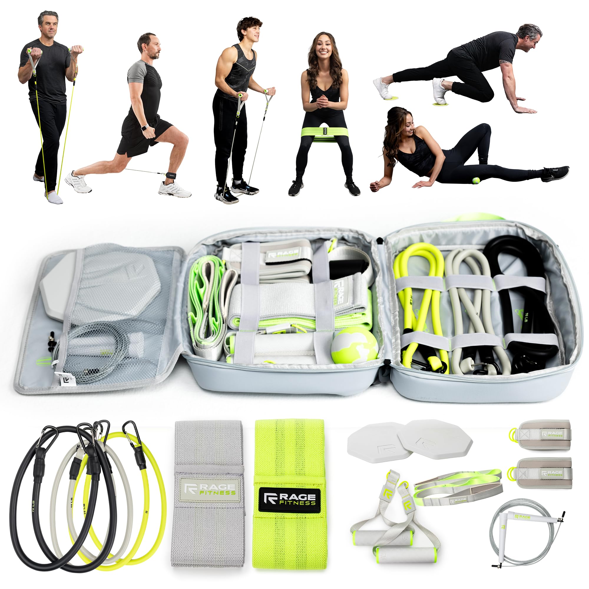 Ex Kit Home Gym Equipment with Carry Bag - 10Pcs Resistance Bands Kit with Handles
