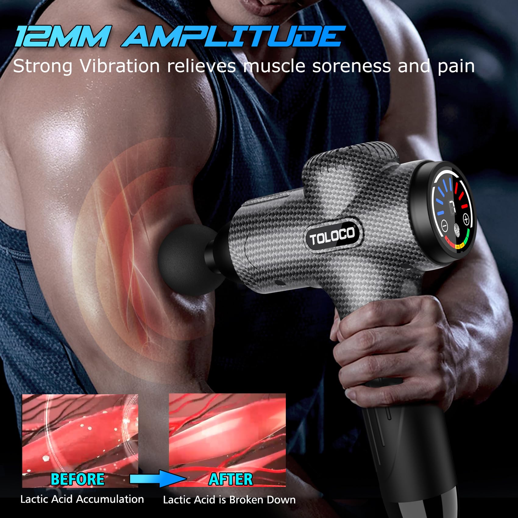 Massage Gun Deep Tissue, Percussion Massage Gun with 10 Replacement Heads