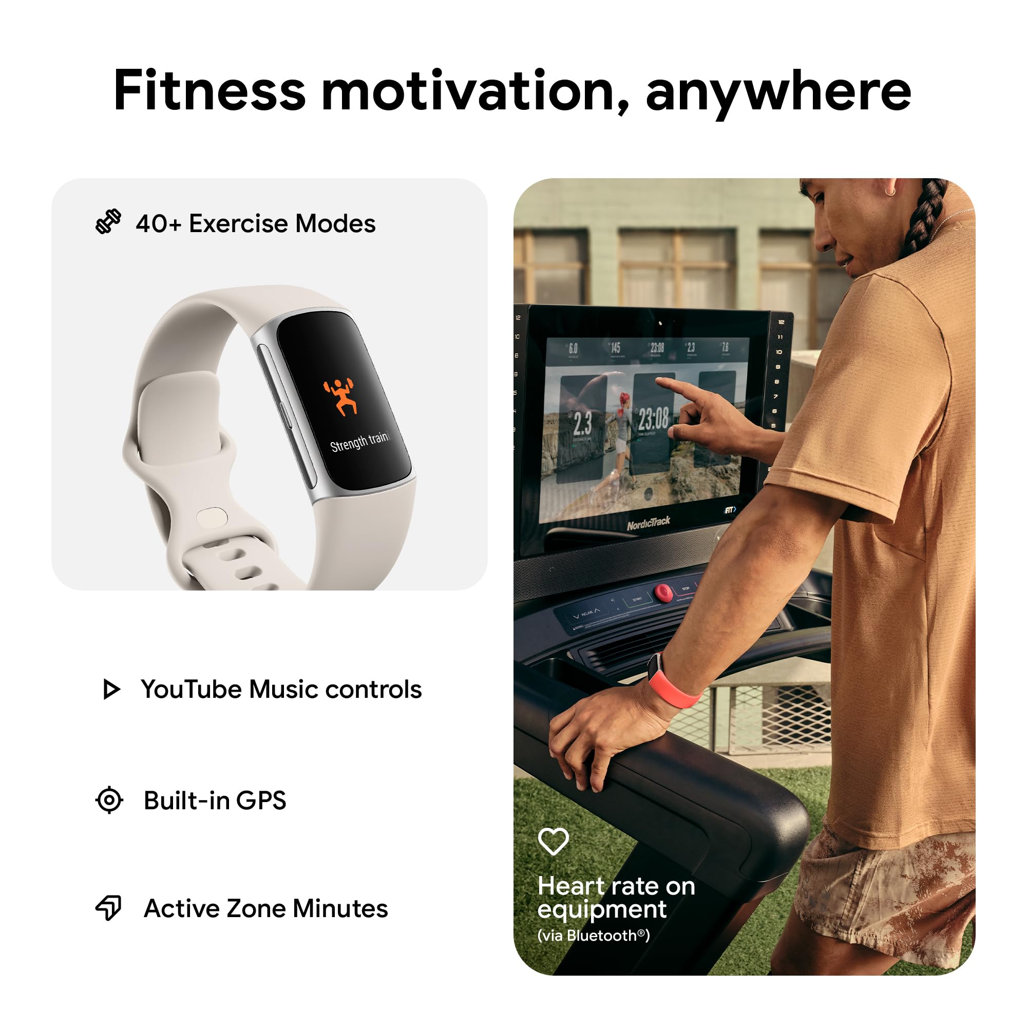Charge 6 Fitness Tracker with Google apps, Heart Rate on Exercise Equipment,