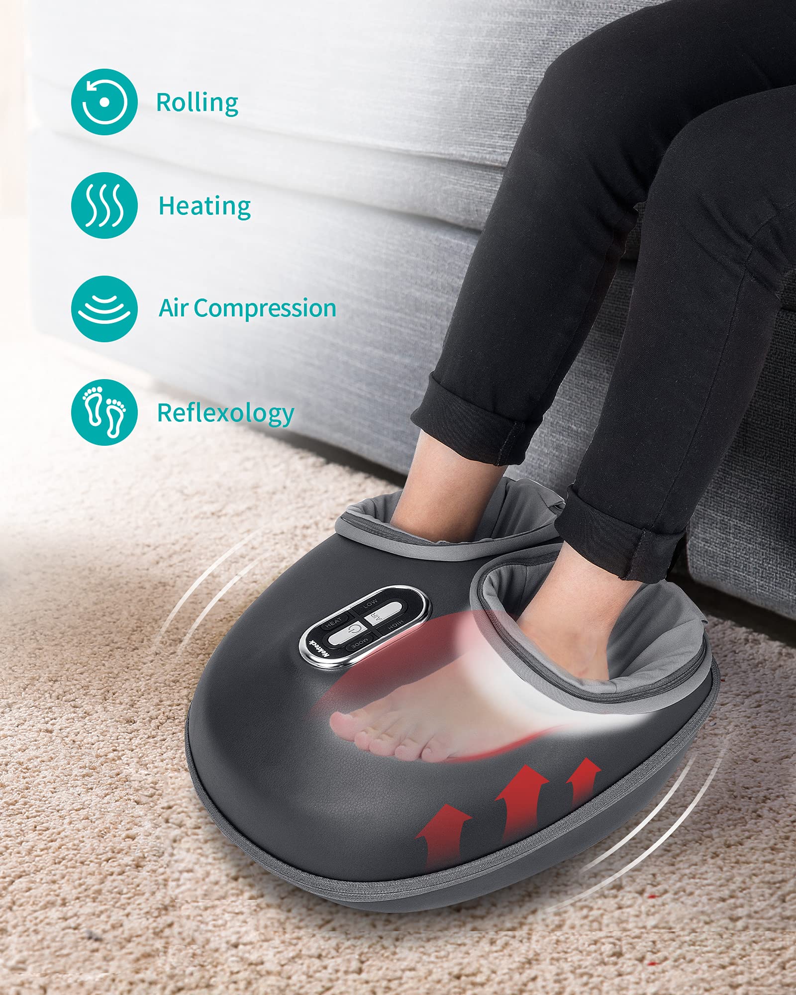 Shiatsu Foot Massager Machine with Soothing Heat, Deep Kneading Therapy