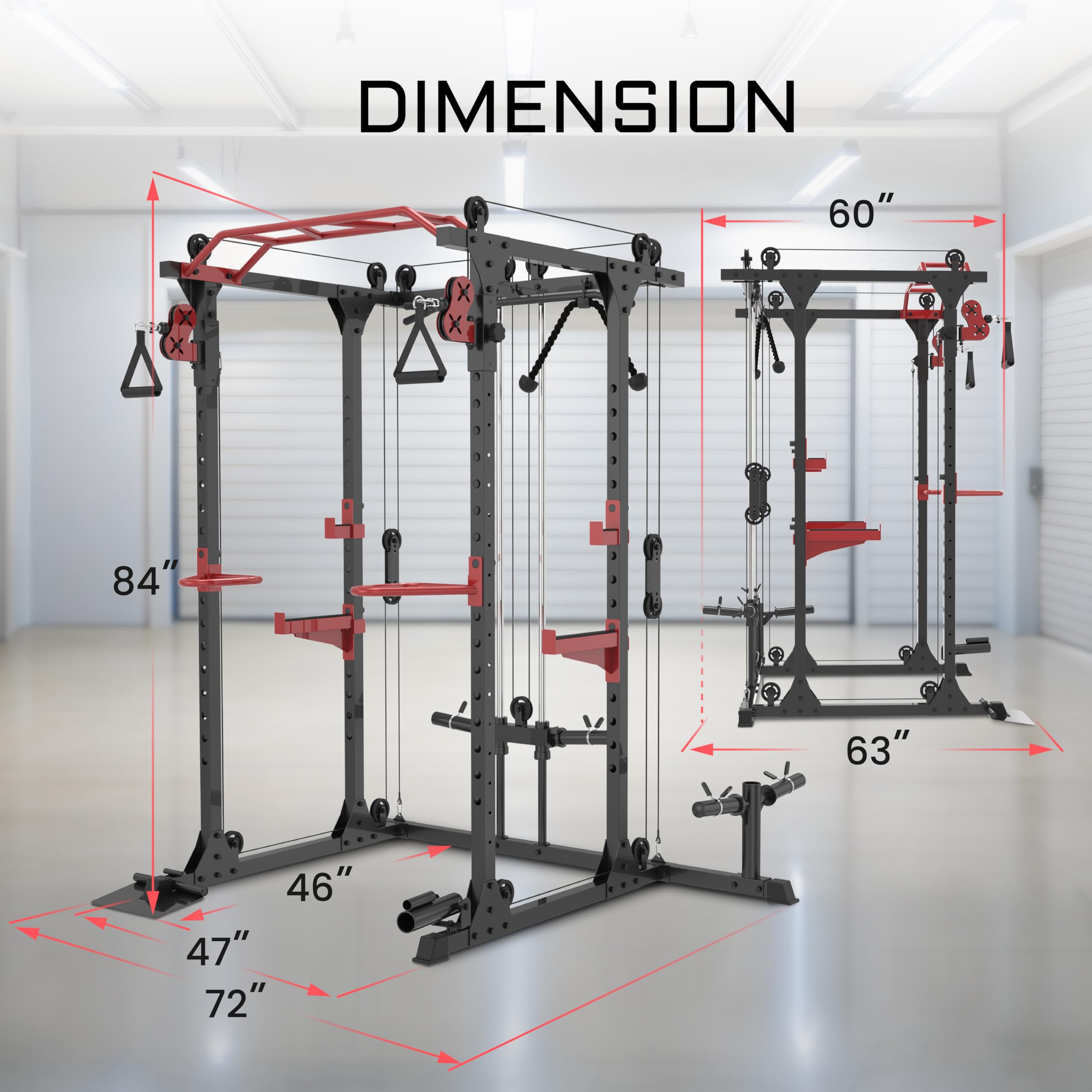 Squat Rack Power Cage with Optional Lat Pulldown & Cable Crossover and Bench Combos