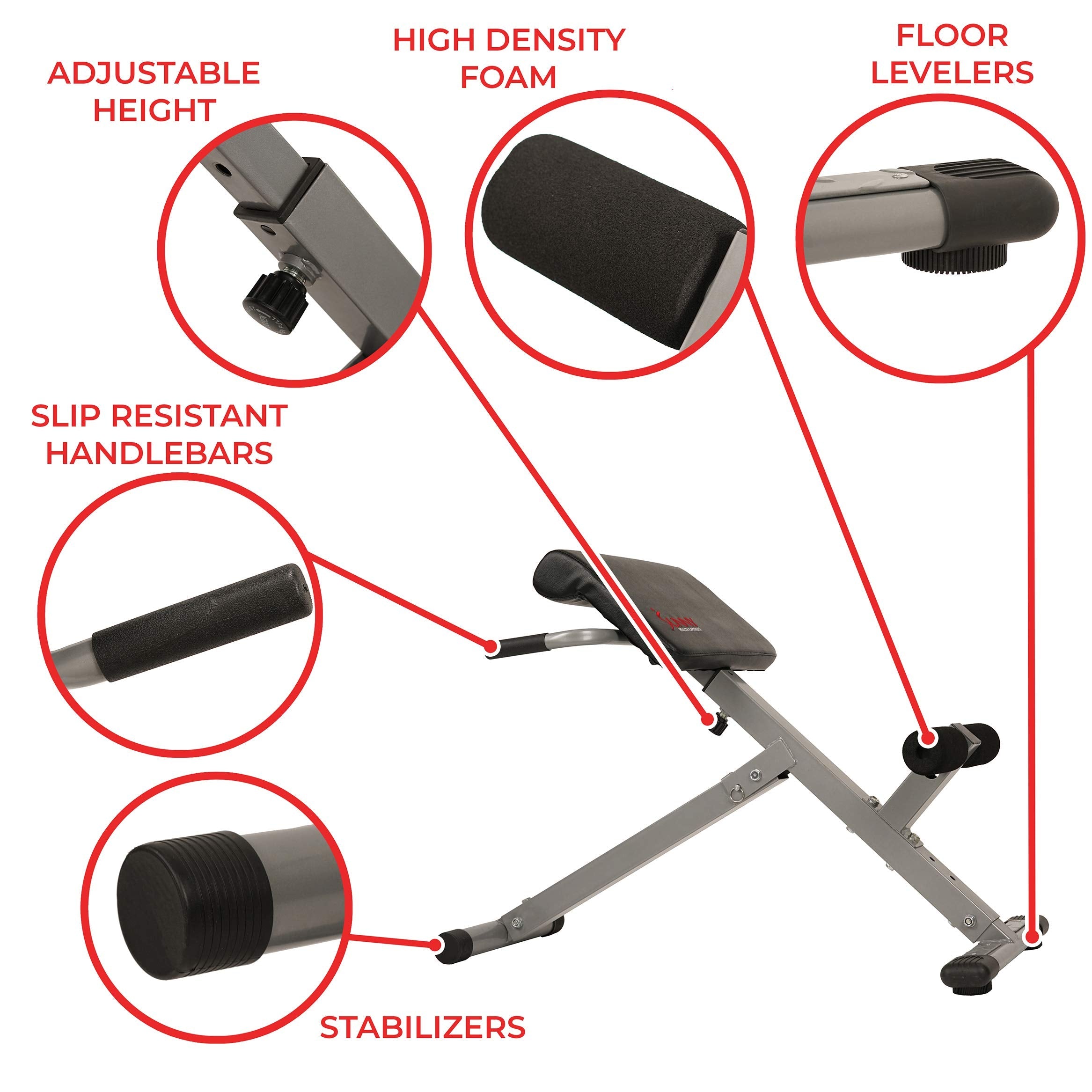 45-Degree Hyperextension Roman Chair with Adjustable Height and Back, Glute
