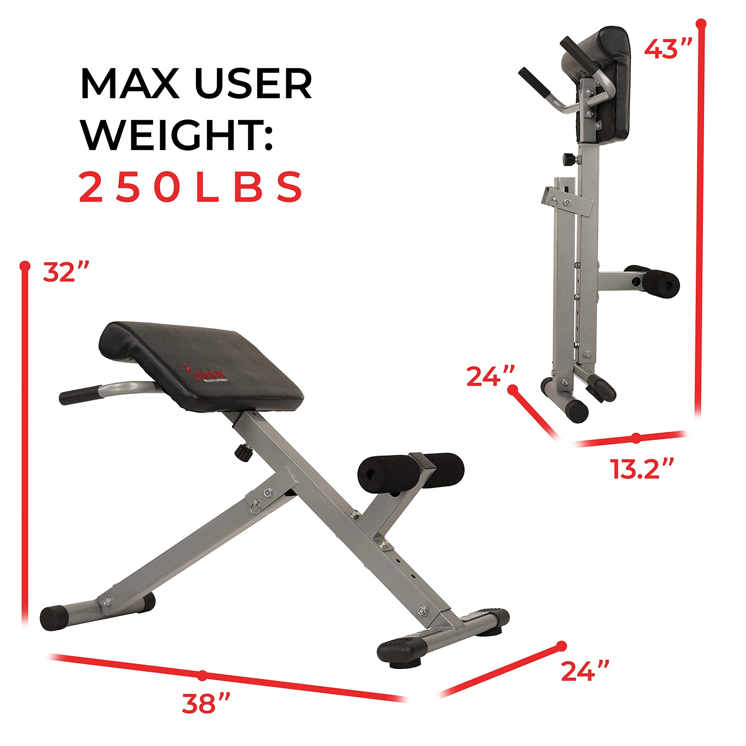 45-Degree Hyperextension Roman Chair with Adjustable Height and Back, Glute